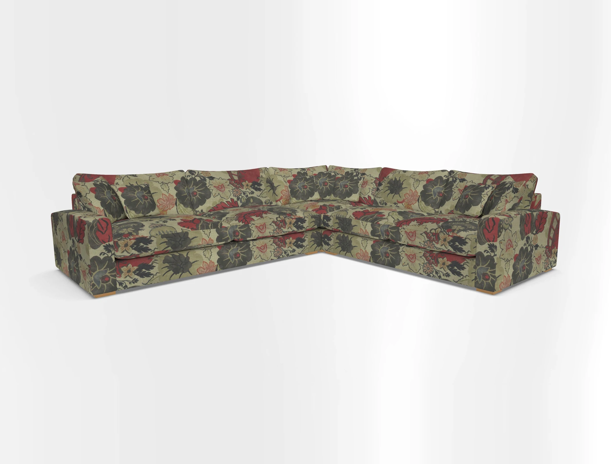 Stockbridge Corner Sofa LHF in V&A Threads of India Opulent Velvets Ikat Mirage Burnt Umber 