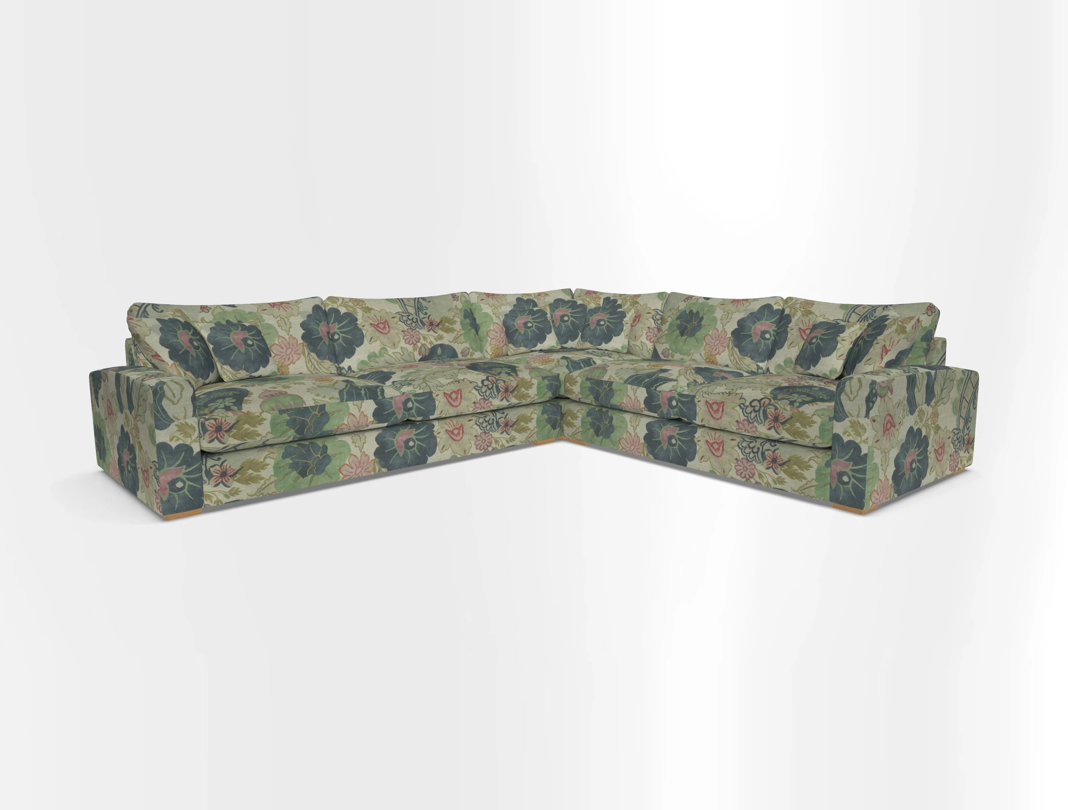 Stockbridge Corner Sofa LHF in V&A Threads of India Opulent Velvets Ikat Mirage Burnt Umber 