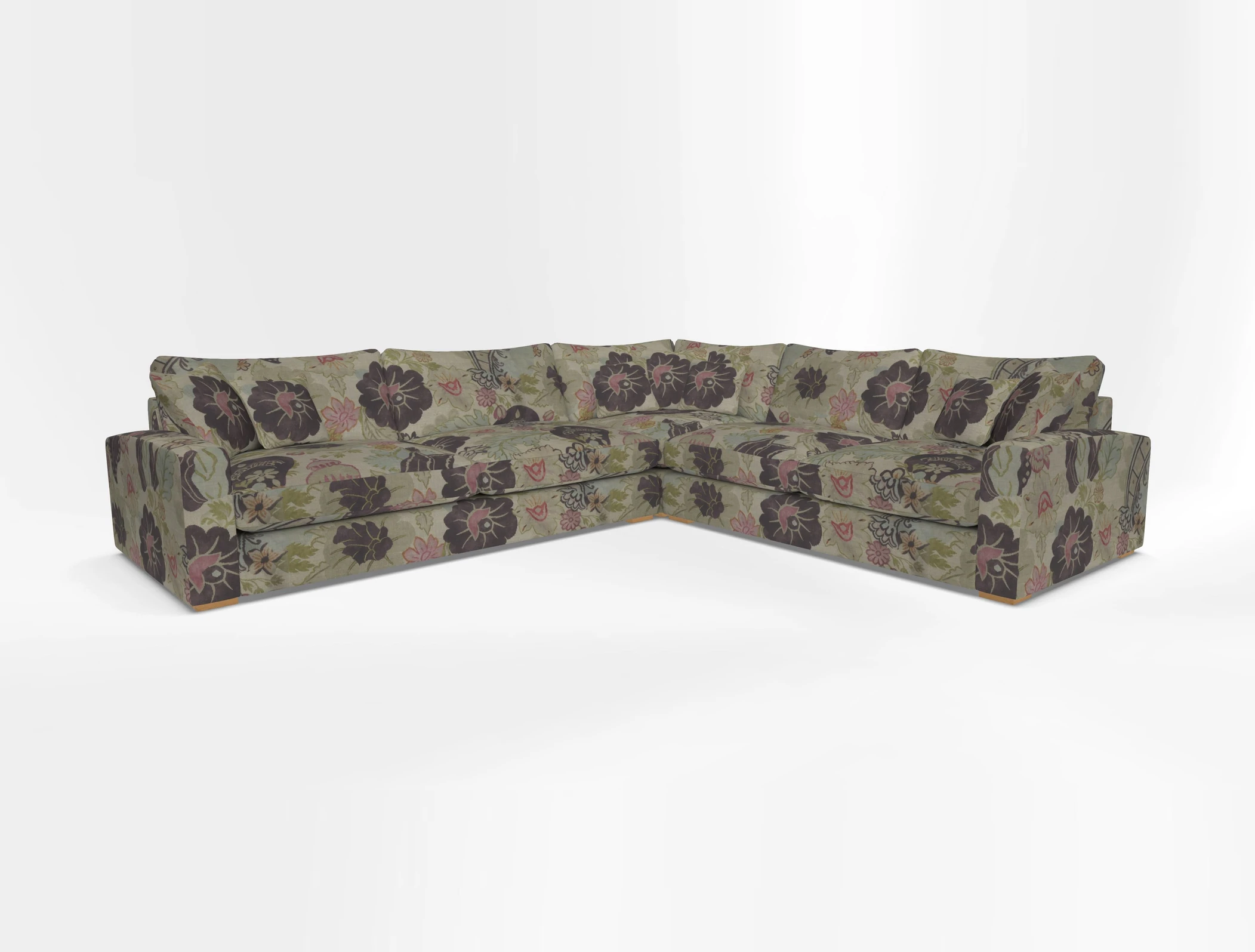 Stockbridge Corner Sofa LHF in V&A Threads of India Opulent Velvets Ikat Mirage Burnt Umber 