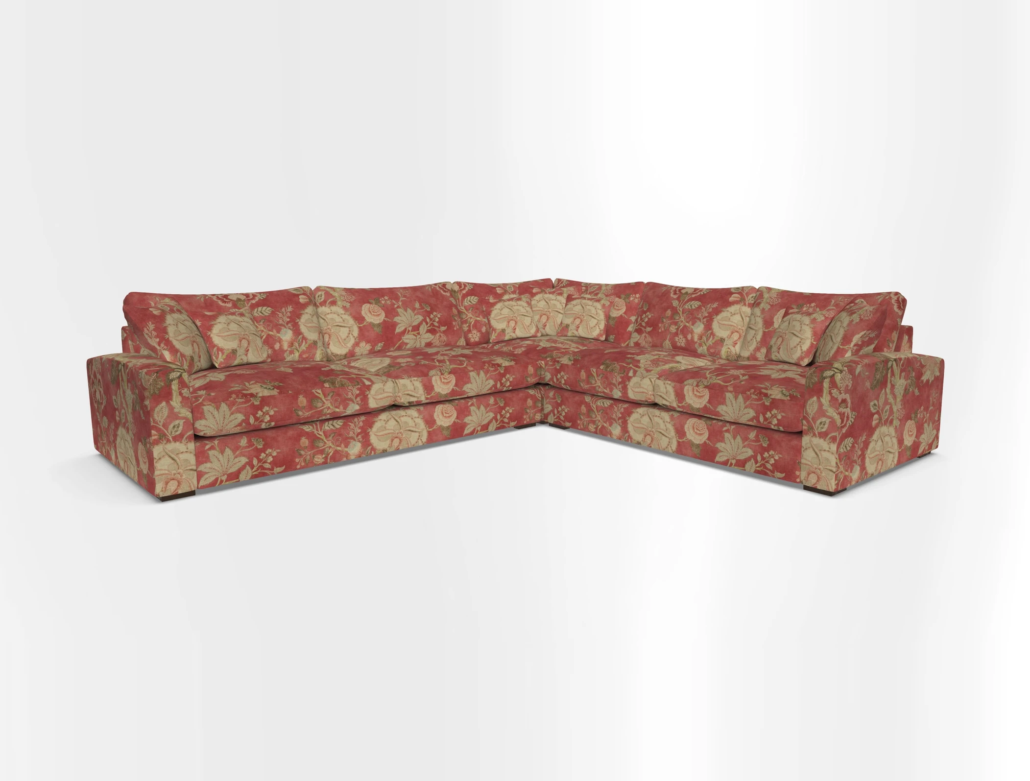 Stockbridge Corner Sofa LHF in V&A Threads of India Opulent Velvets Ikat Mirage Burnt Umber 
