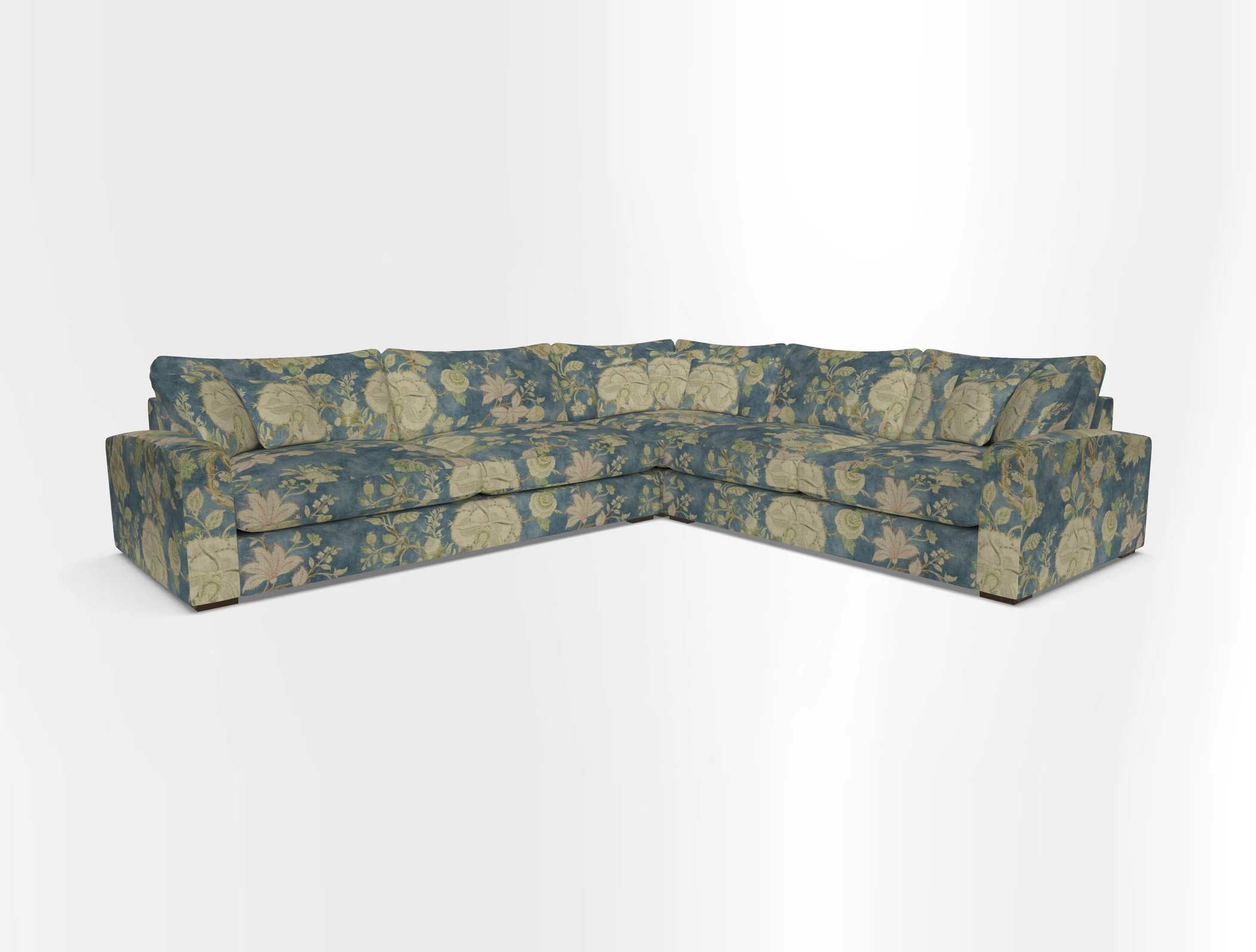 Stockbridge Corner Sofa LHF in V&A Threads of India Opulent Velvets Ikat Mirage Burnt Umber 