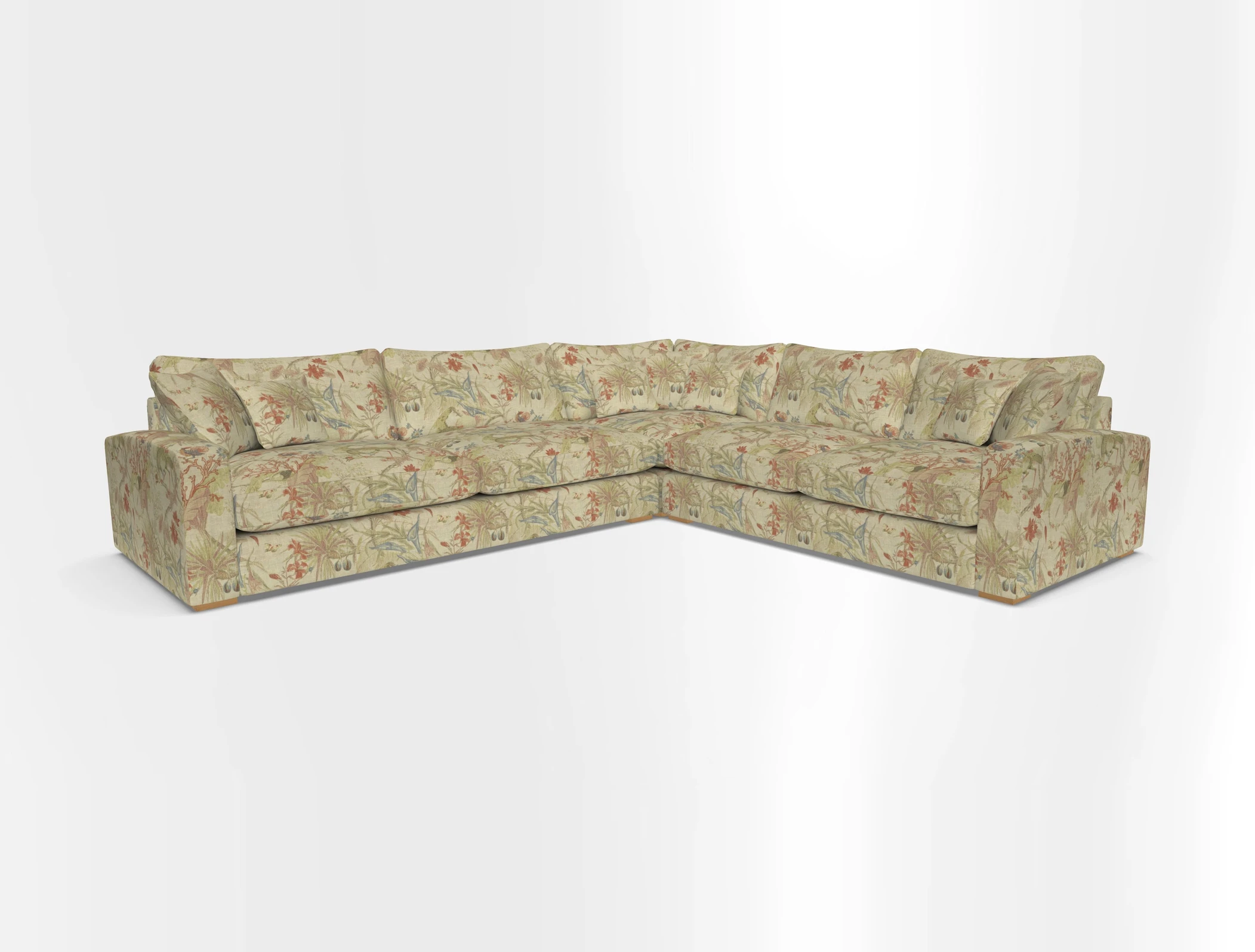 Stockbridge Corner Sofa LHF in V&A Threads of India Opulent Velvets Ikat Mirage Burnt Umber 
