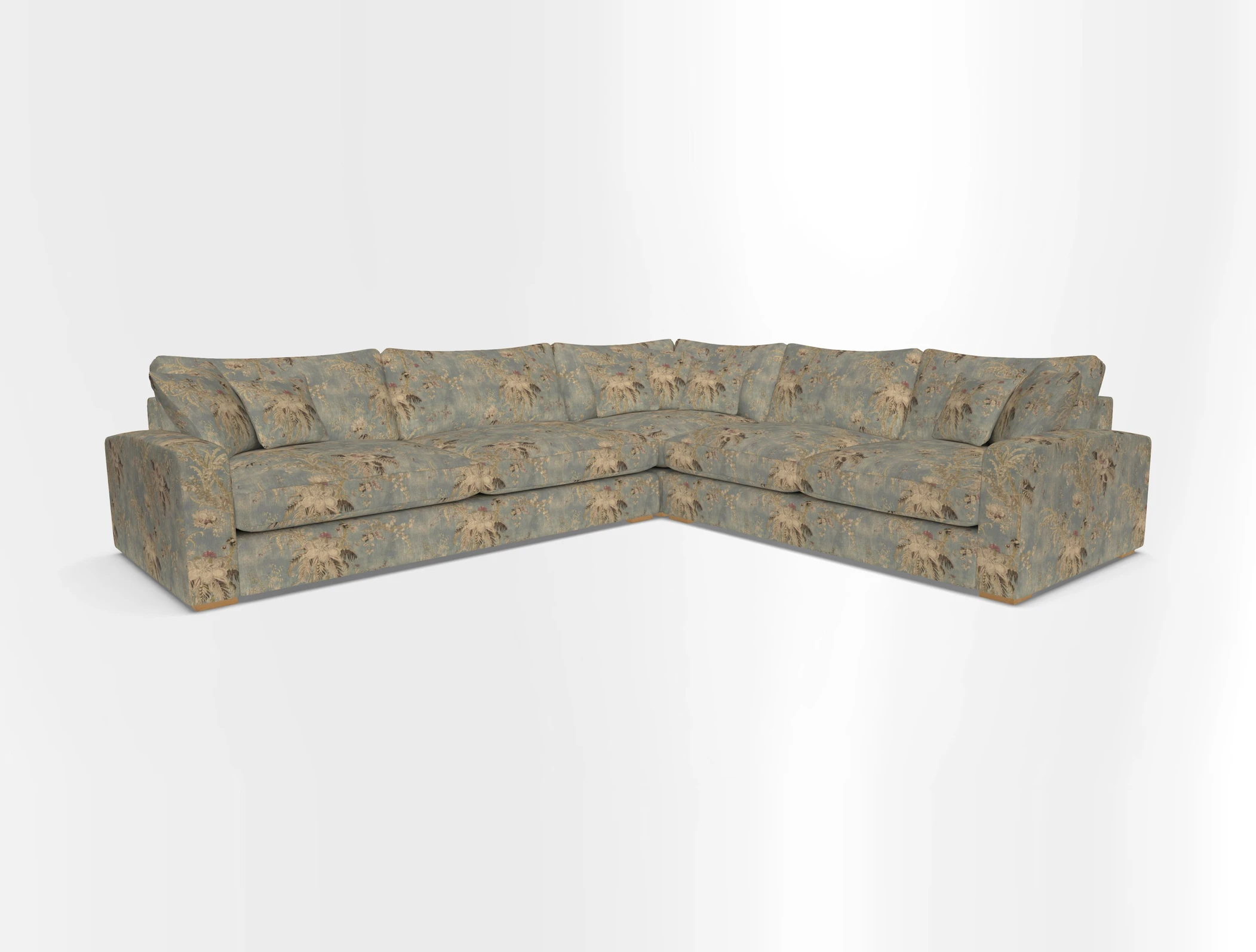 Stockbridge Corner Sofa LHF in V&A Threads of India Opulent Velvets Ikat Mirage Burnt Umber 