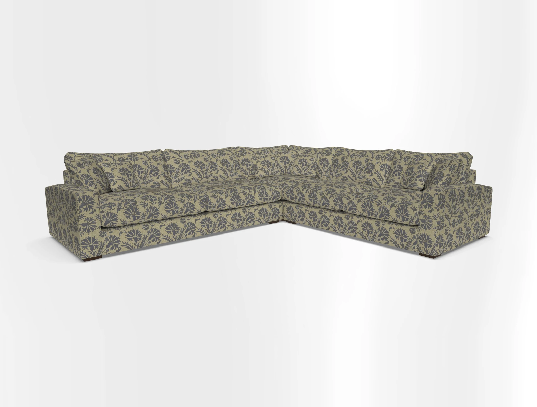 Stockbridge Corner Sofa LHF in V&A Threads of India Opulent Velvets Ikat Mirage Burnt Umber 