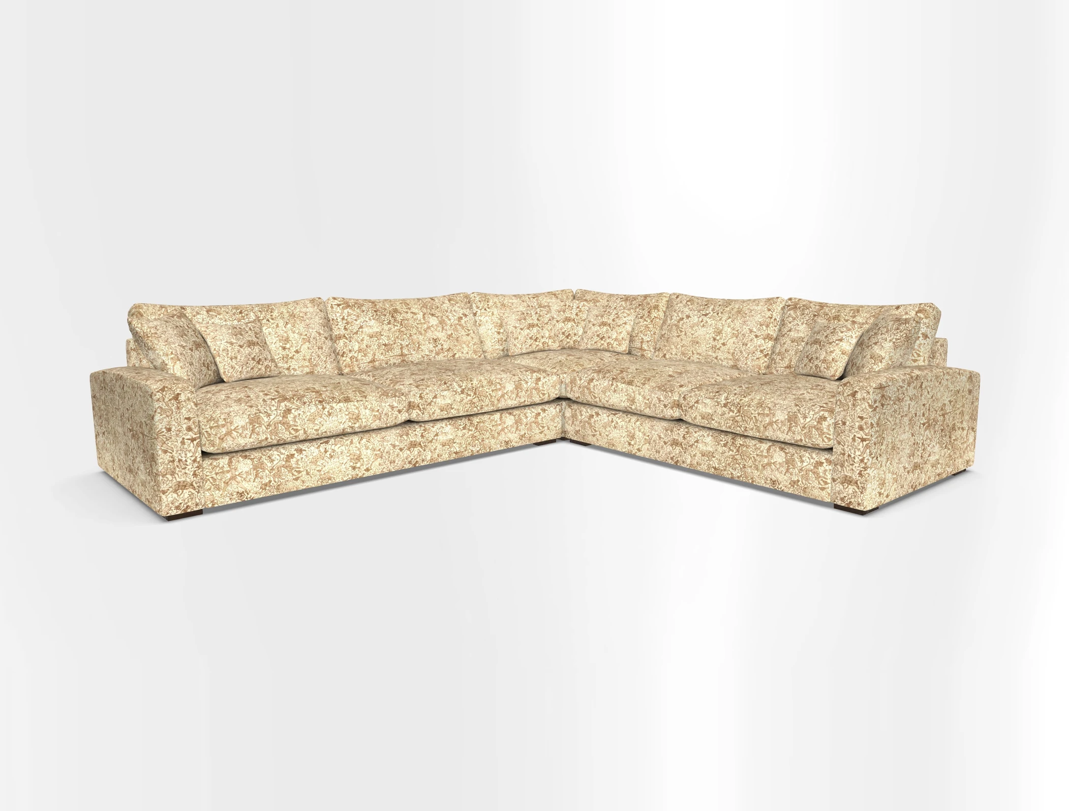 Stockbridge Corner Sofa LHF in V&A Threads of India Opulent Velvets Ikat Mirage Burnt Umber 