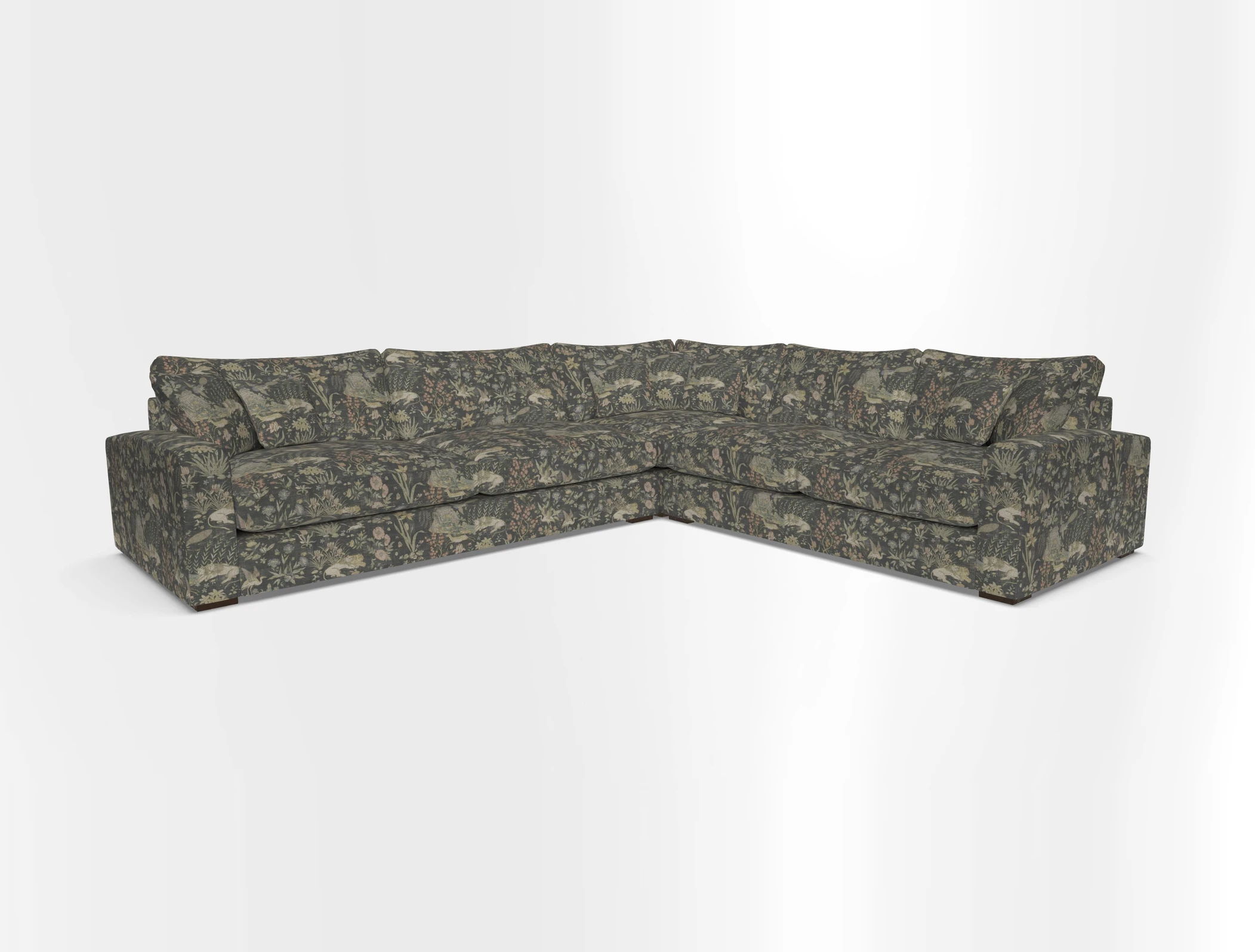 Stockbridge Corner Sofa LHF in V&A Threads of India Opulent Velvets Ikat Mirage Burnt Umber 