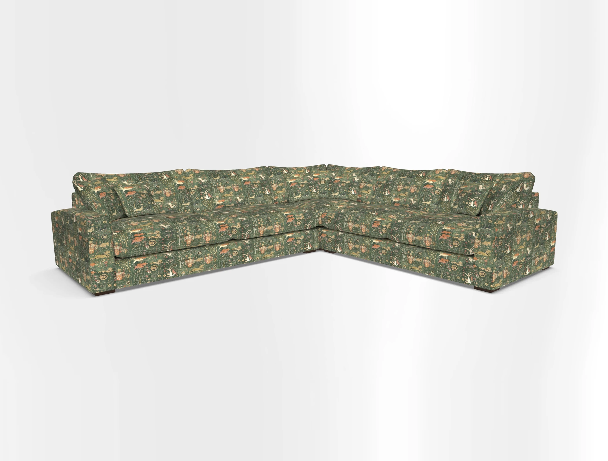 Stockbridge Corner Sofa LHF in V&A Threads of India Opulent Velvets Ikat Mirage Burnt Umber 