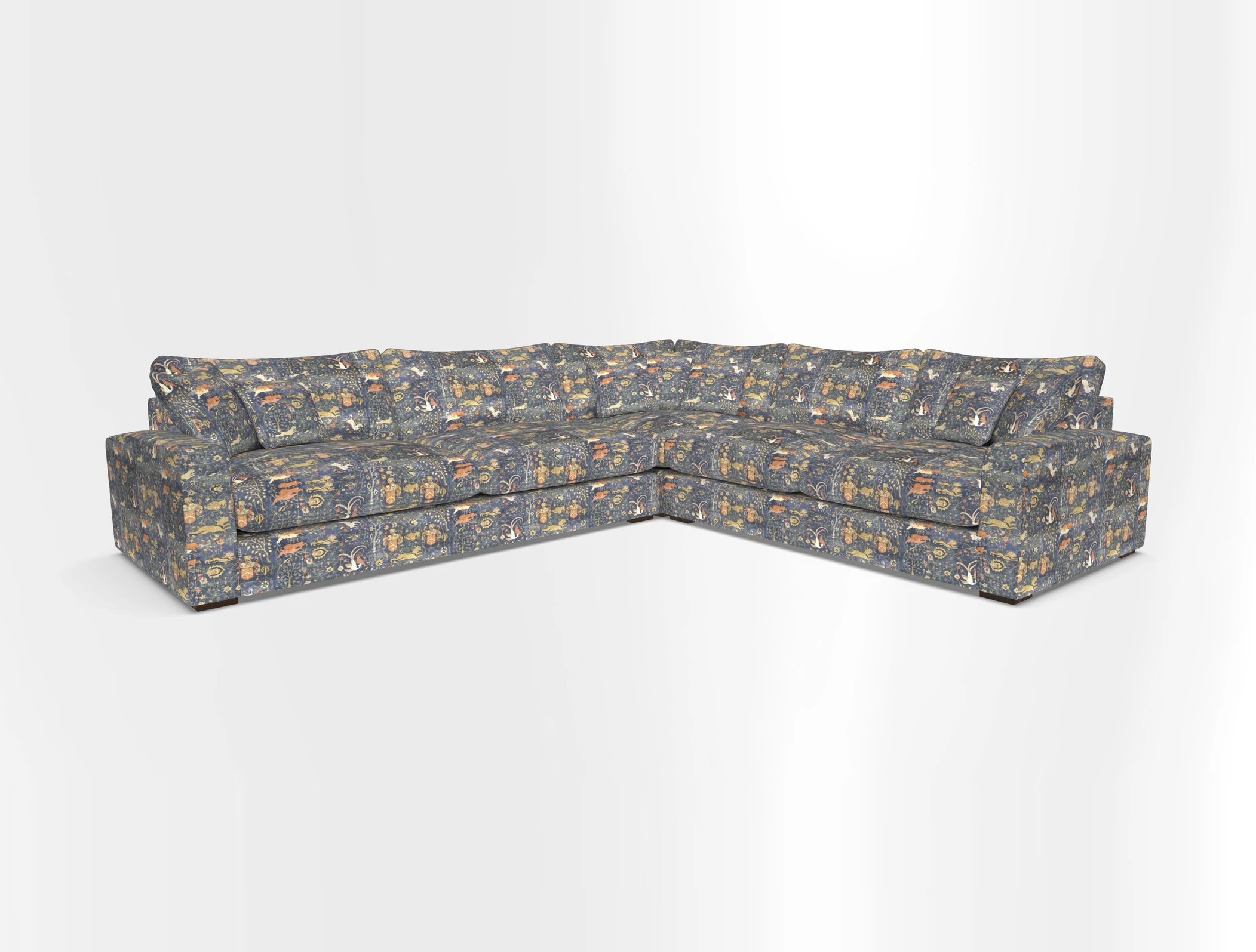 Stockbridge Corner Sofa LHF in V&A Threads of India Opulent Velvets Ikat Mirage Burnt Umber 
