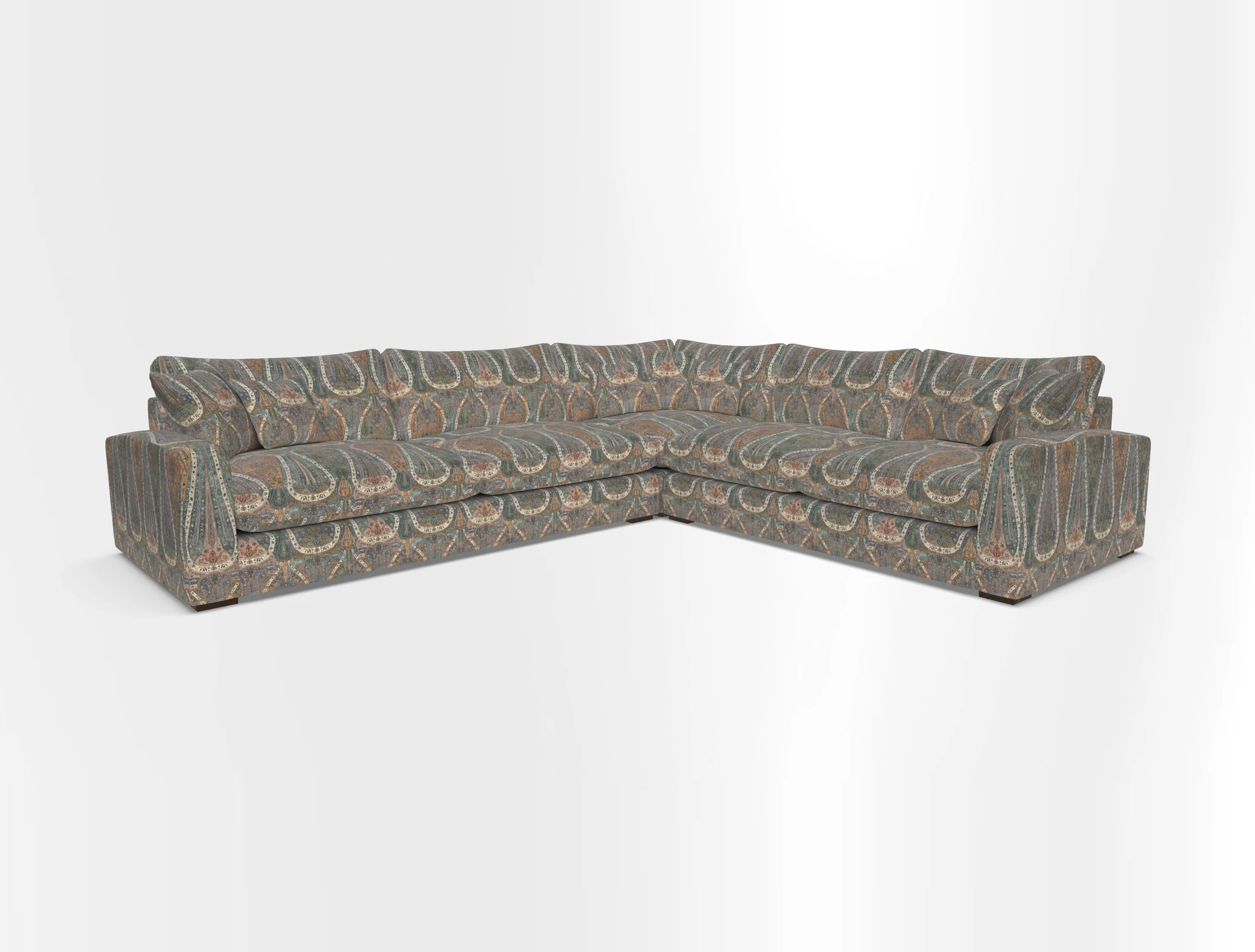 Stockbridge Corner Sofa LHF in V&A Threads of India Opulent Velvets Ikat Mirage Burnt Umber 