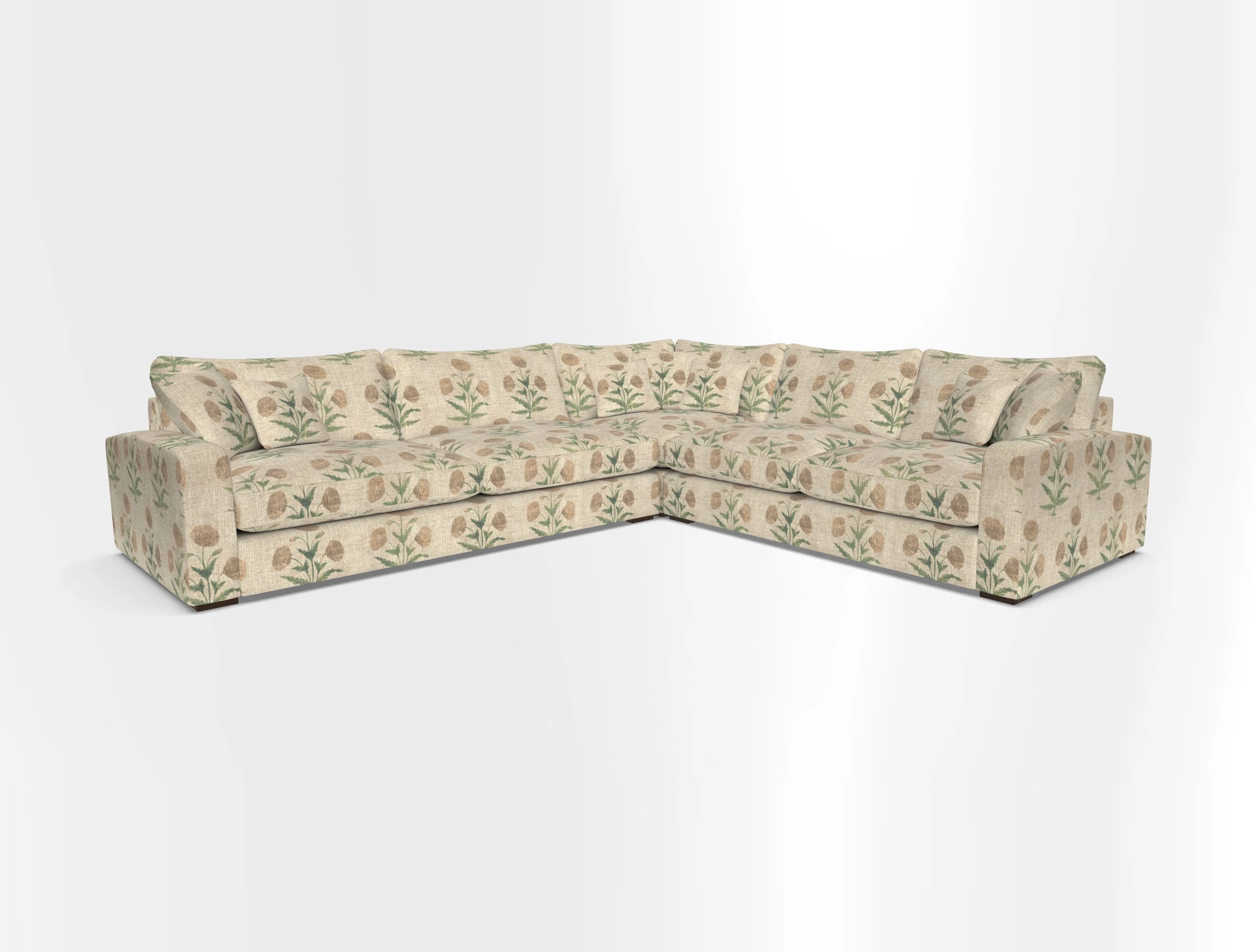 Stockbridge Corner Sofa LHF in V&A Threads of India Opulent Velvets Ikat Mirage Burnt Umber 
