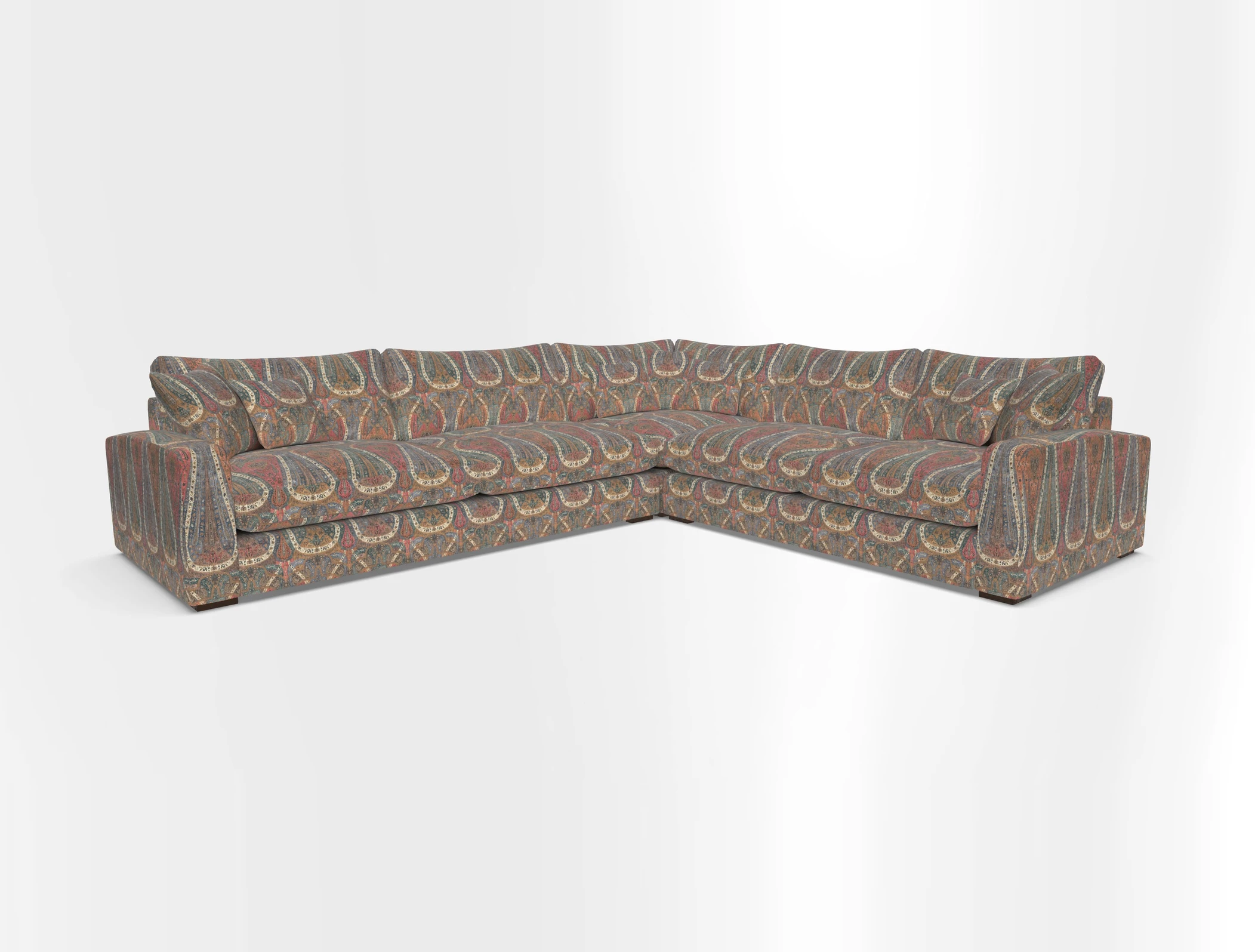 Stockbridge Corner Sofa LHF in V&A Threads of India Opulent Velvets Ikat Mirage Burnt Umber 