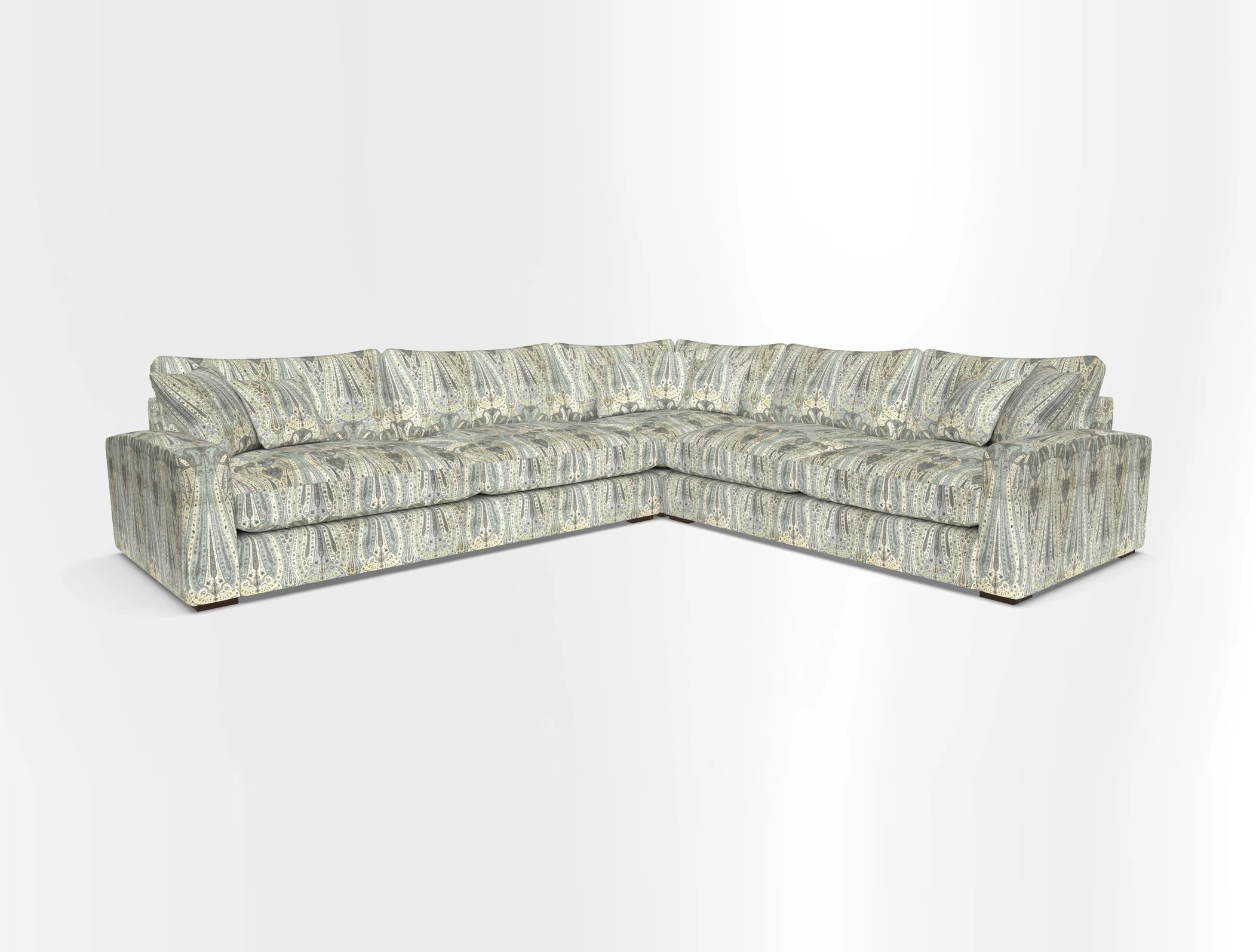 Stockbridge Corner Sofa LHF in V&A Threads of India Opulent Velvets Ikat Mirage Burnt Umber 