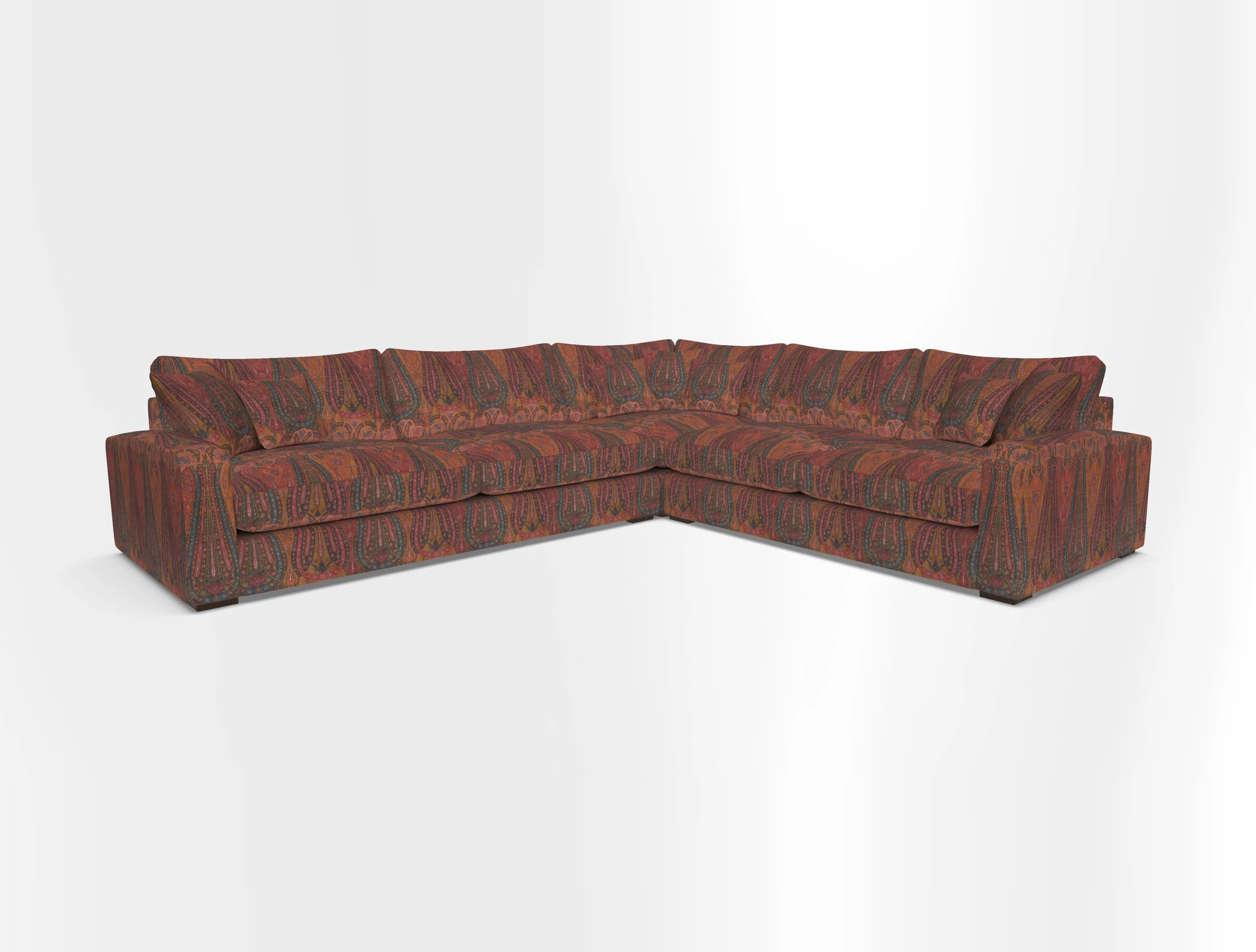 Stockbridge Corner Sofa LHF in V&A Threads of India Opulent Velvets Ikat Mirage Burnt Umber 