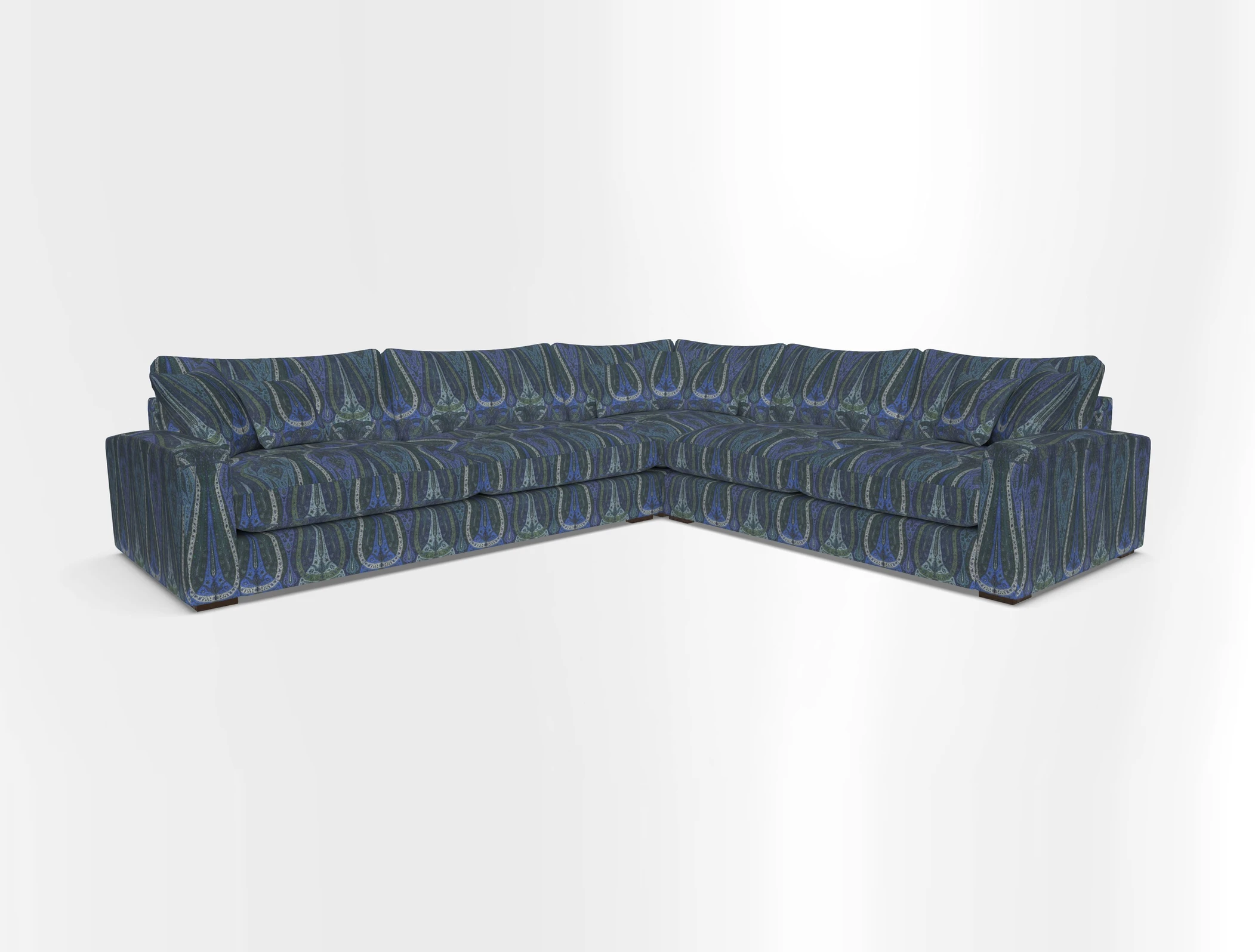 Stockbridge Corner Sofa LHF in V&A Threads of India Opulent Velvets Ikat Mirage Burnt Umber 