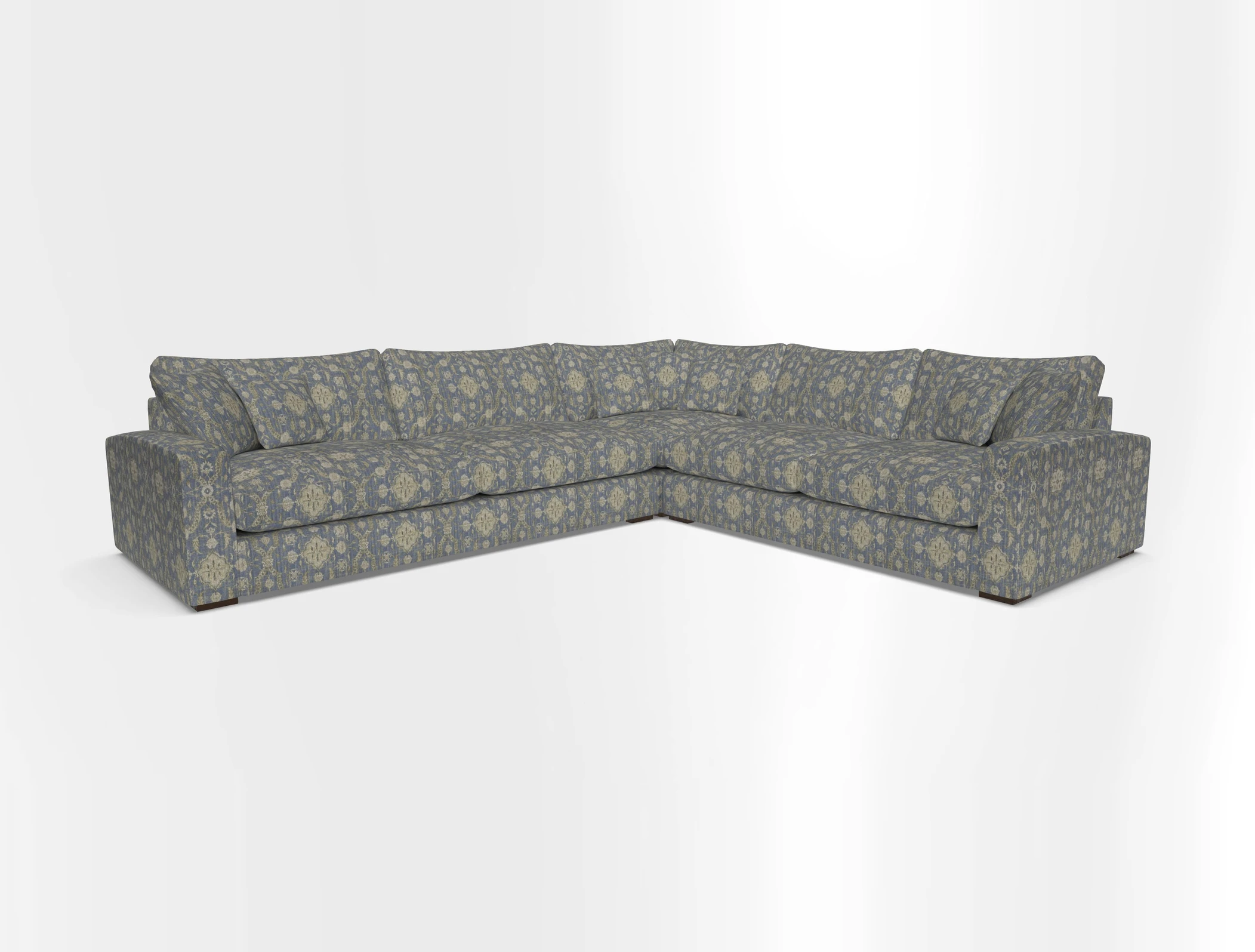 Stockbridge Corner Sofa LHF in V&A Threads of India Opulent Velvets Ikat Mirage Burnt Umber 