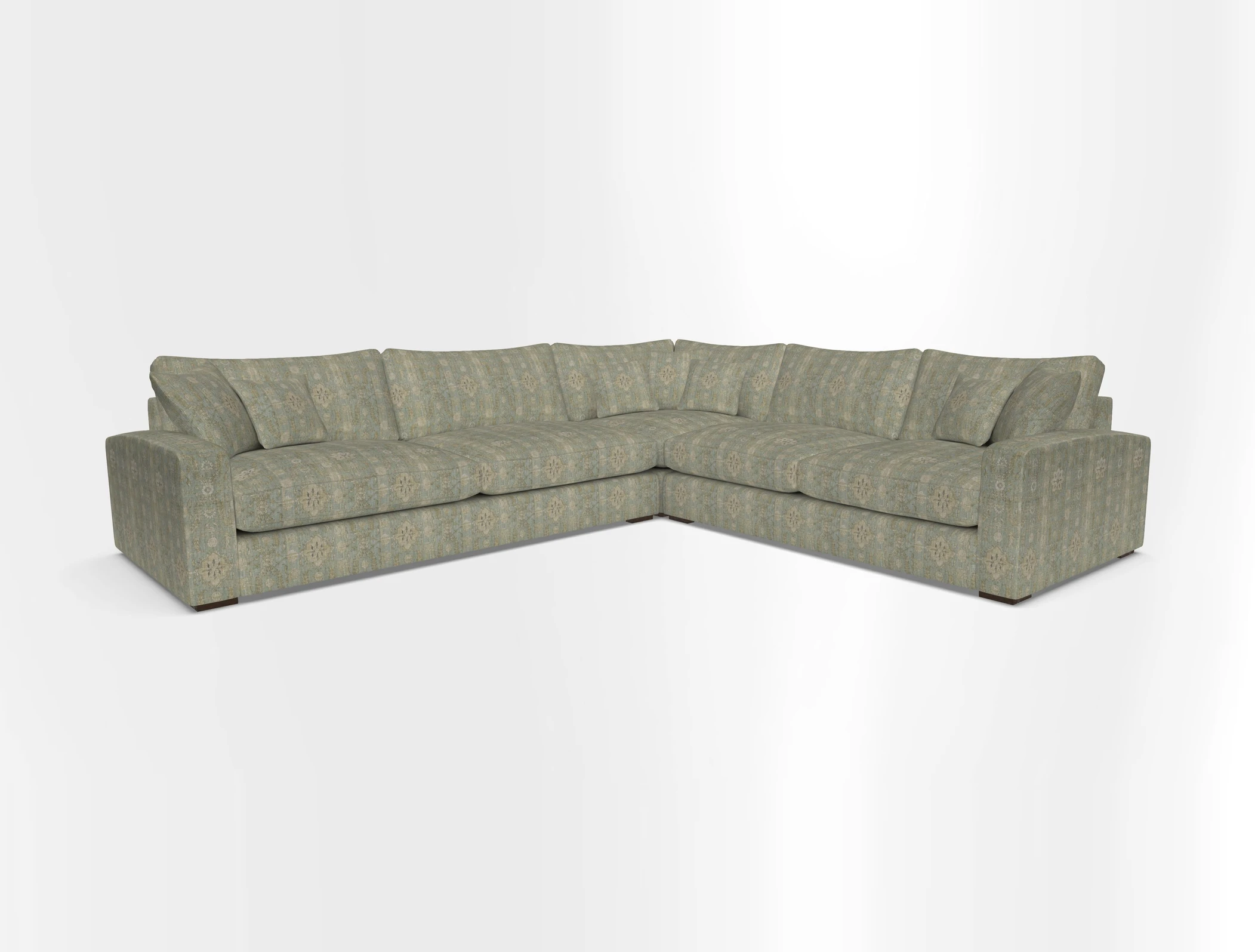 Stockbridge Corner Sofa LHF in V&A Threads of India Opulent Velvets Ikat Mirage Burnt Umber 