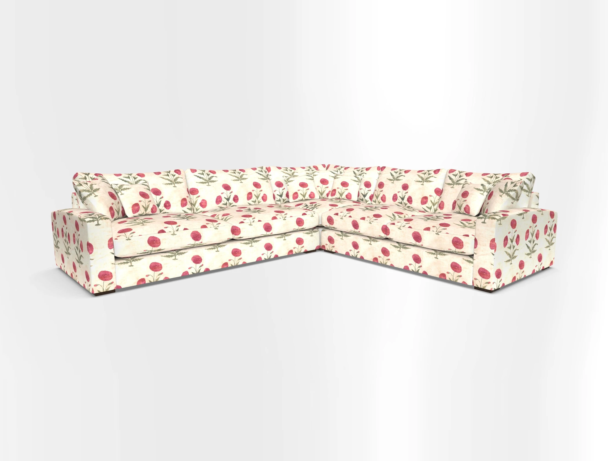Stockbridge Corner Sofa LHF in V&A Threads of India Opulent Velvets Ikat Mirage Burnt Umber 