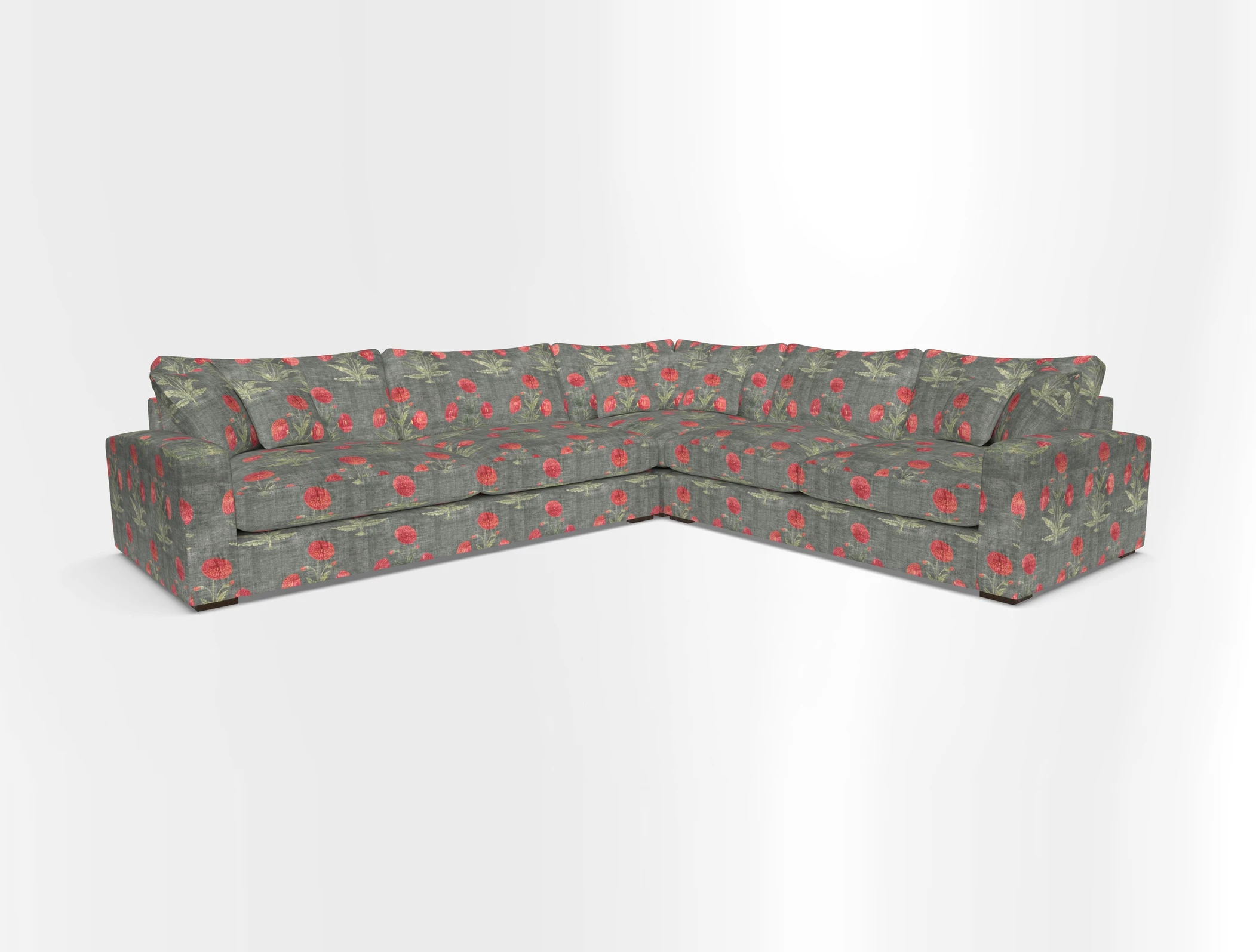 Stockbridge Corner Sofa LHF in V&A Threads of India Opulent Velvets Ikat Mirage Burnt Umber 