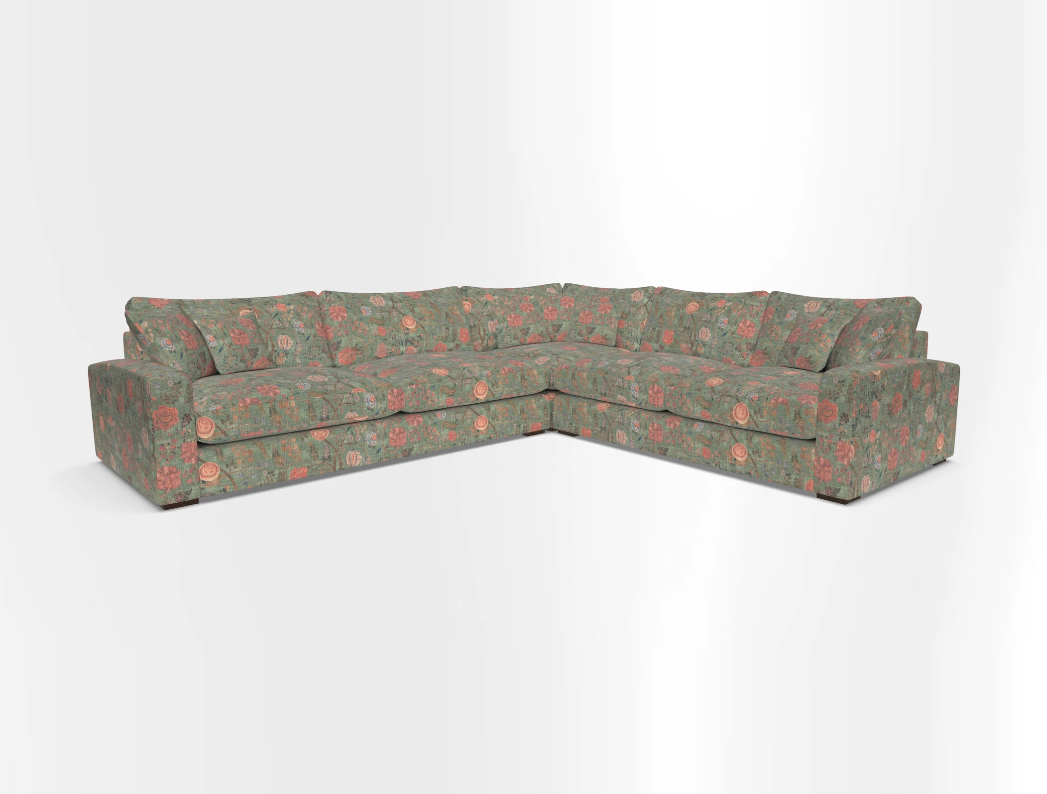Stockbridge Corner Sofa LHF in V&A Threads of India Opulent Velvets Ikat Mirage Burnt Umber 
