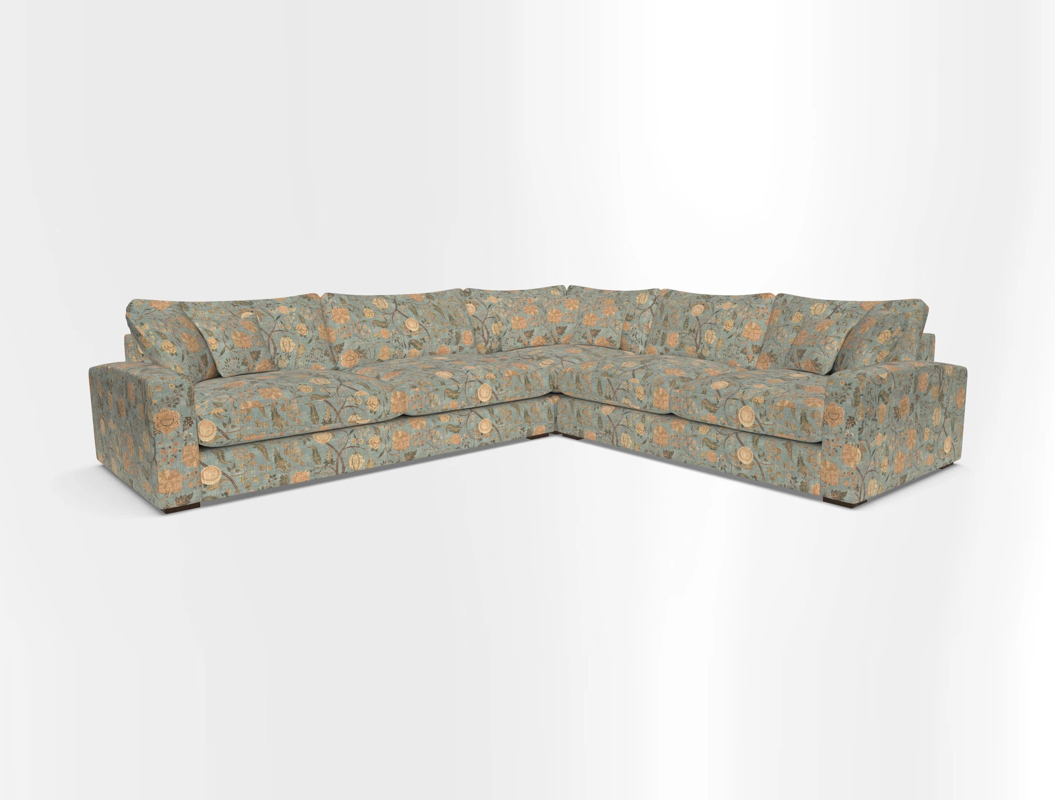 Stockbridge Corner Sofa LHF in V&A Threads of India Opulent Velvets Ikat Mirage Burnt Umber 