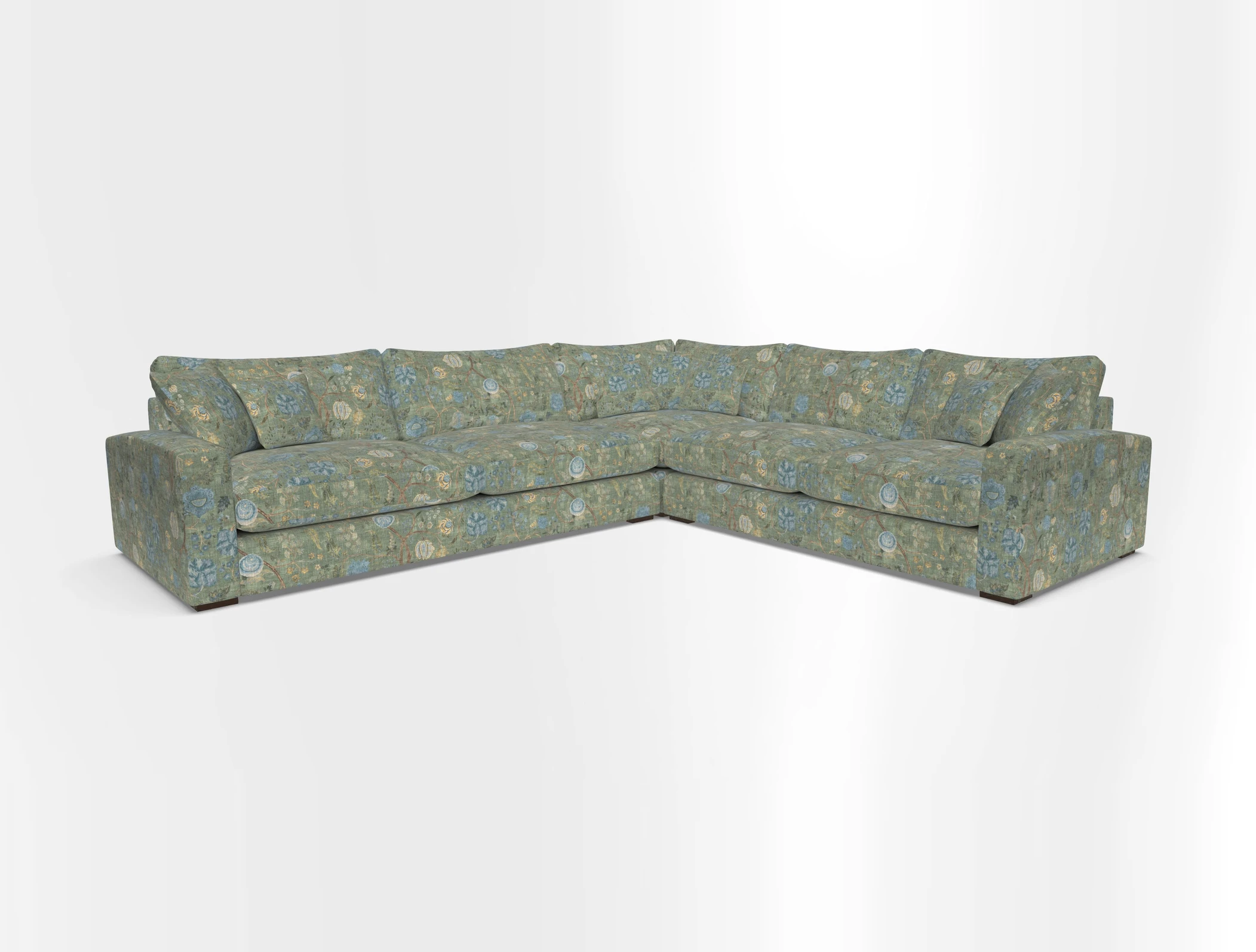 Stockbridge Corner Sofa LHF in V&A Threads of India Opulent Velvets Ikat Mirage Burnt Umber 