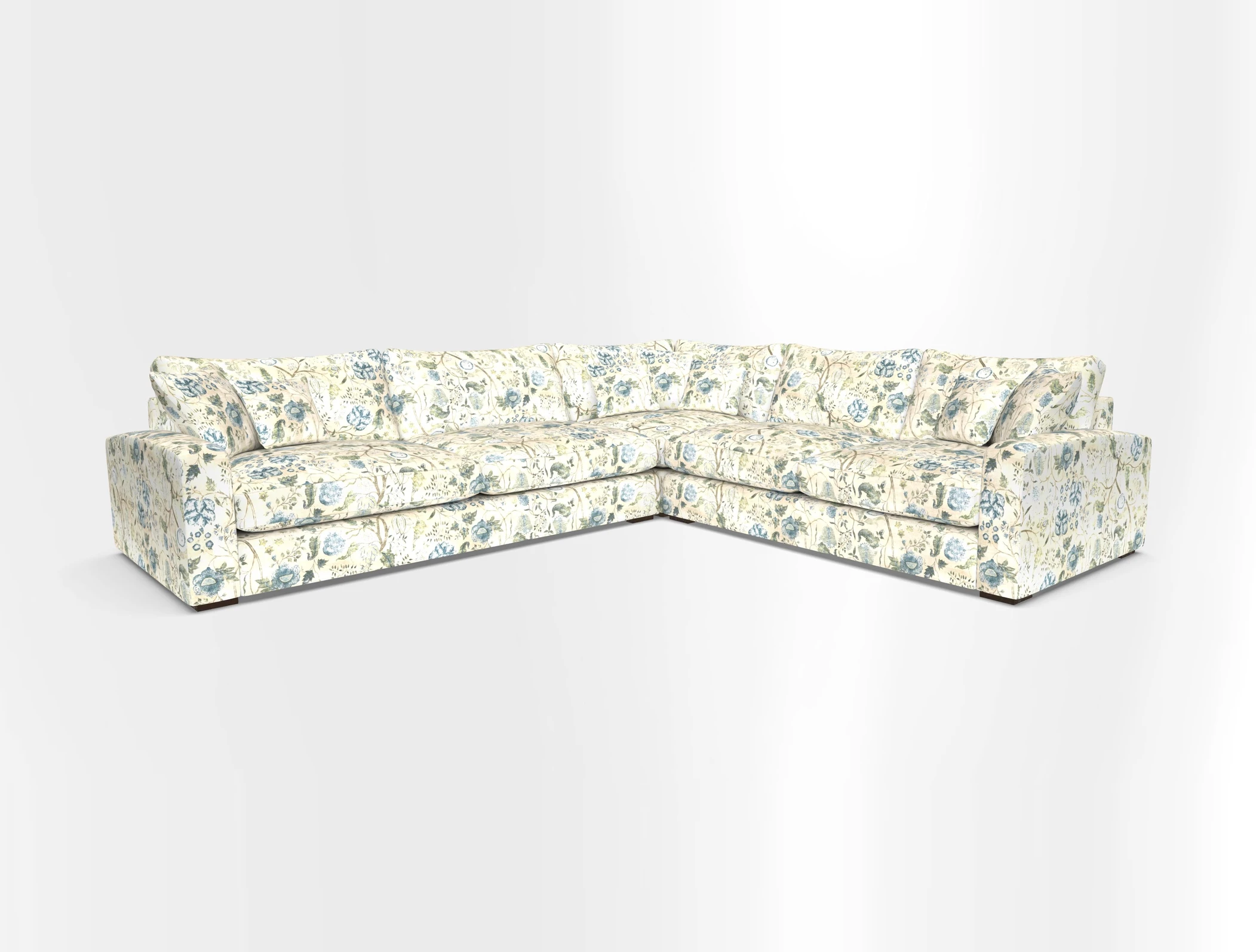 Stockbridge Corner Sofa LHF in V&A Threads of India Opulent Velvets Ikat Mirage Burnt Umber 
