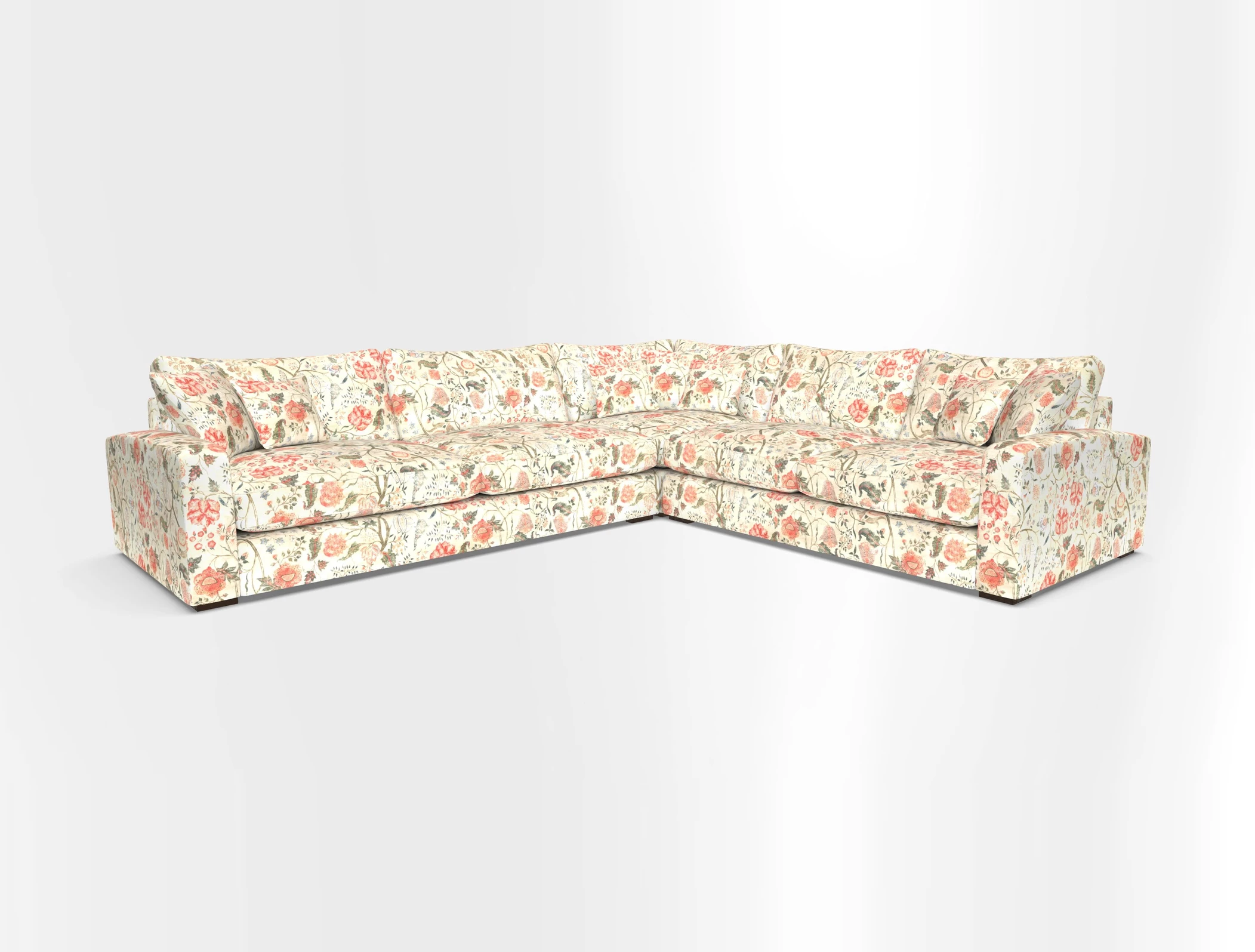 Stockbridge Corner Sofa LHF in V&A Threads of India Opulent Velvets Ikat Mirage Burnt Umber 