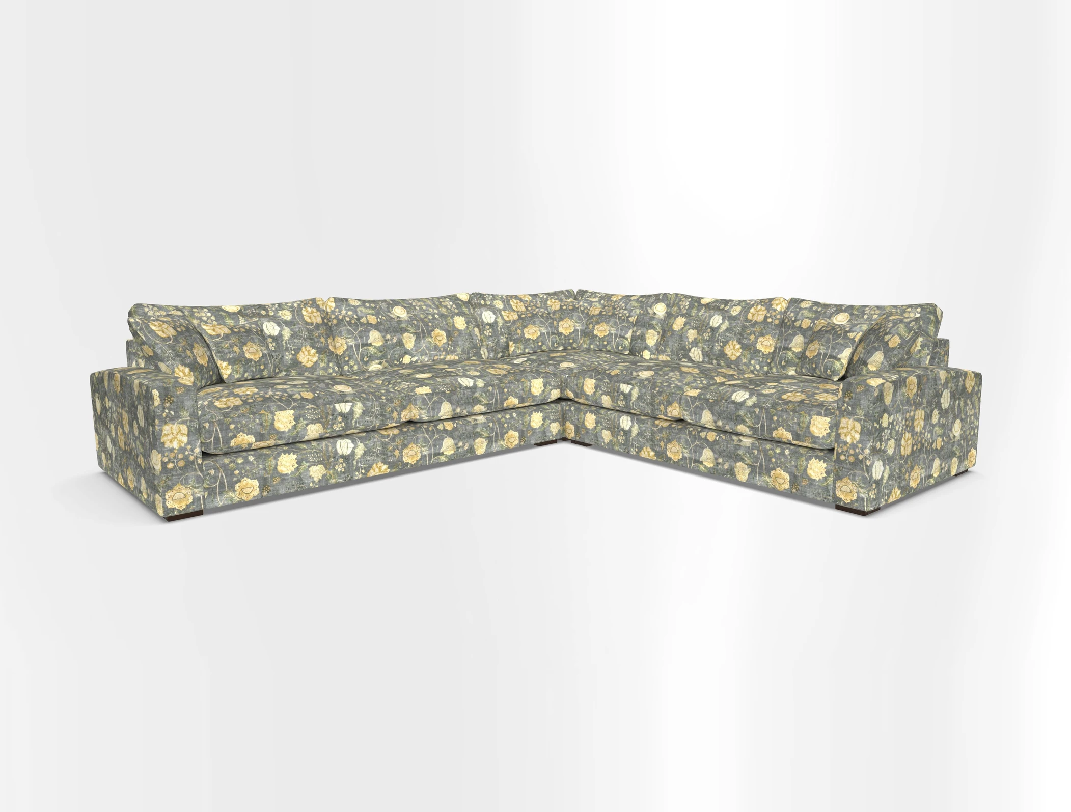 Stockbridge Corner Sofa LHF in V&A Threads of India Opulent Velvets Ikat Mirage Burnt Umber 