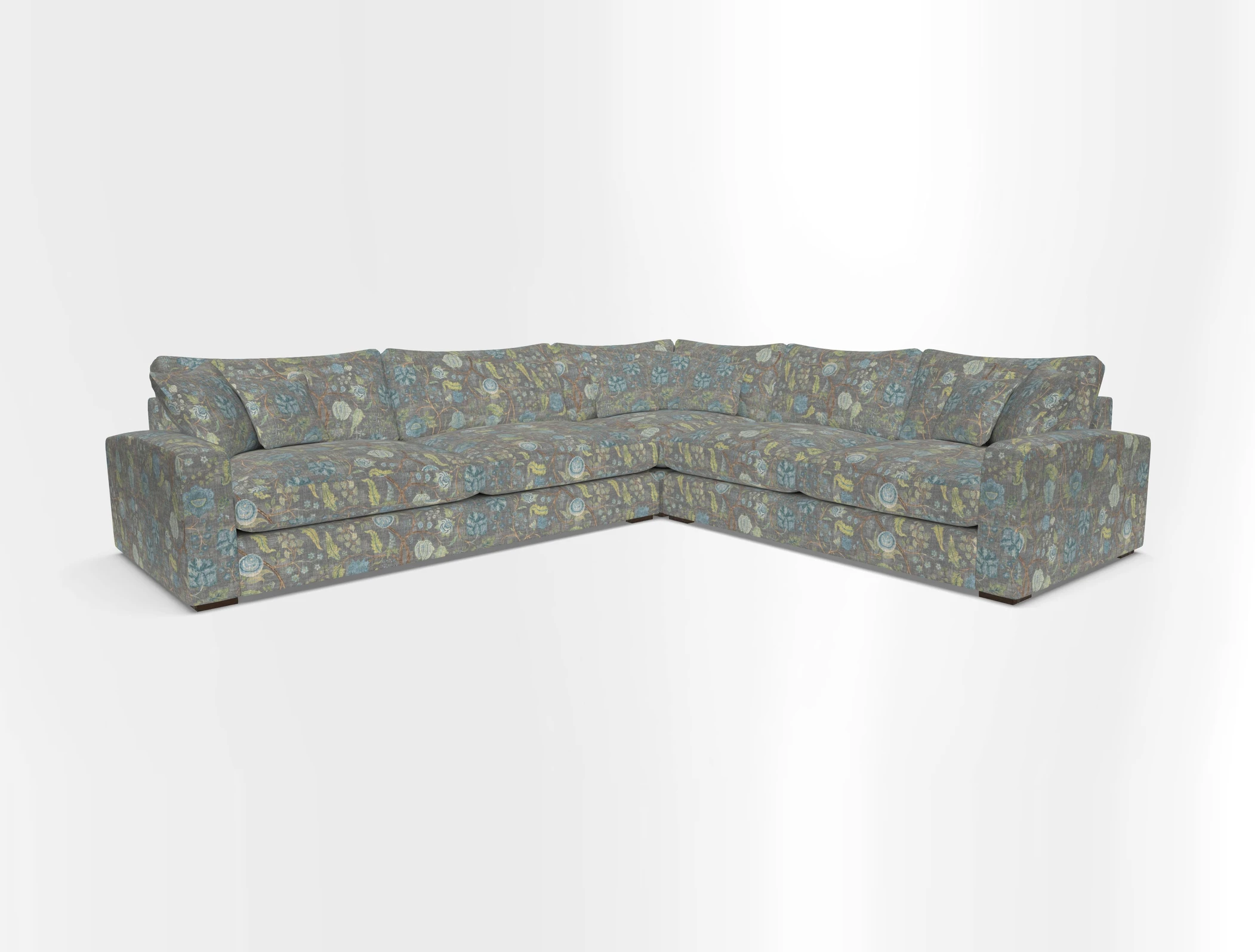 Stockbridge Corner Sofa LHF in V&A Threads of India Opulent Velvets Ikat Mirage Burnt Umber 