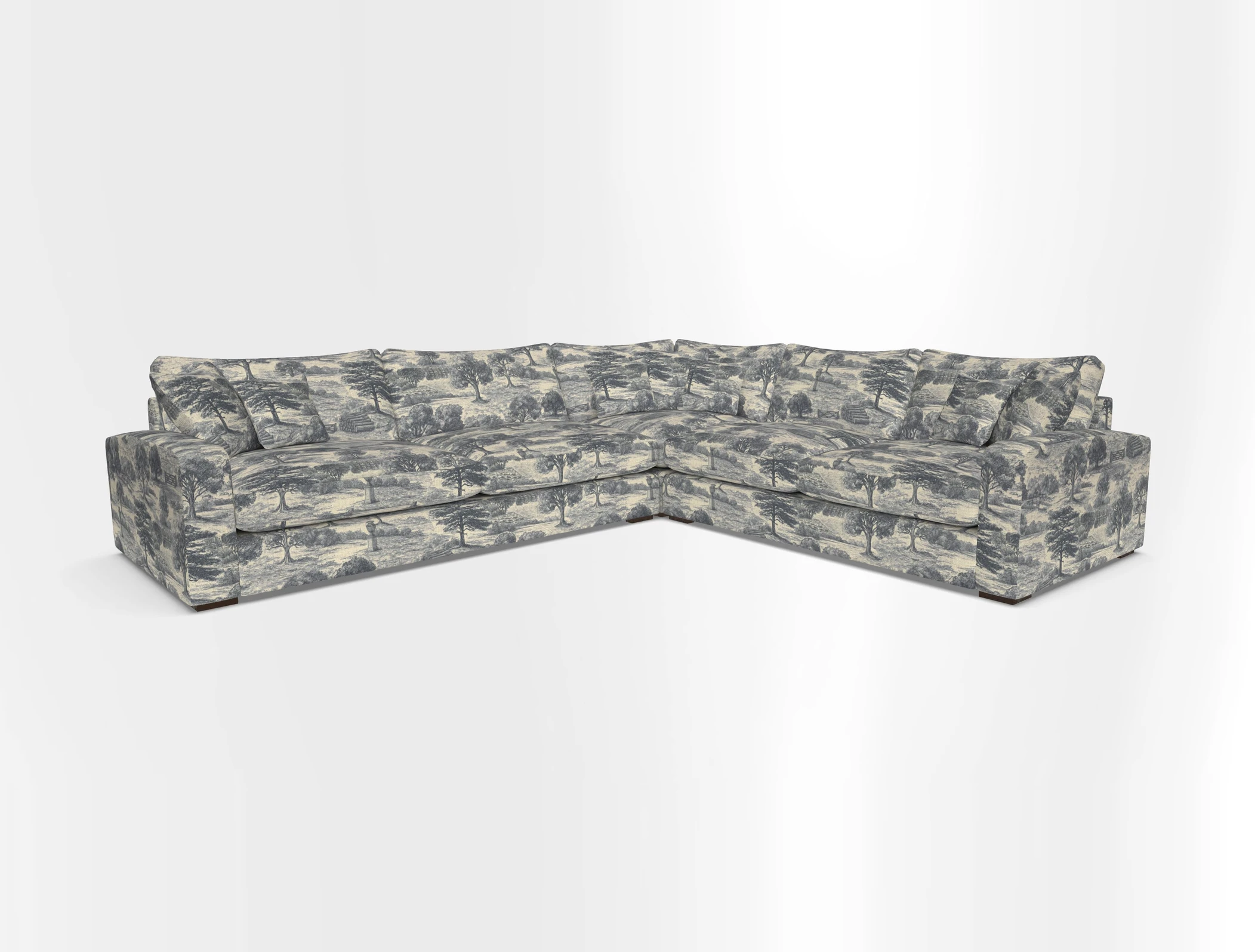 Stockbridge Corner Sofa LHF in V&A Threads of India Opulent Velvets Ikat Mirage Burnt Umber 