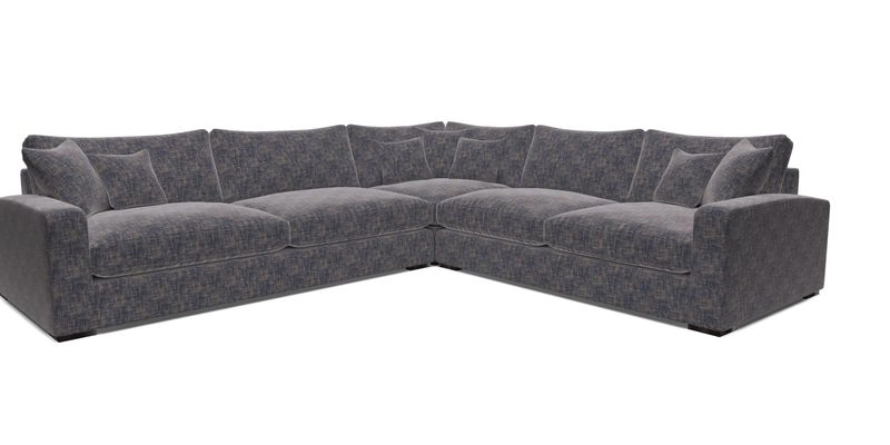 Stockbridge Corner Sofa LHF in V&A Threads of India Opulent Velvets Ikat Mirage Burnt Umber 