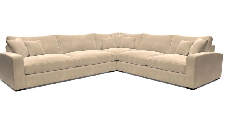 Stockbridge Corner Sofa LHF in V&A Threads of India Opulent Velvets Ikat Mirage Burnt Umber 