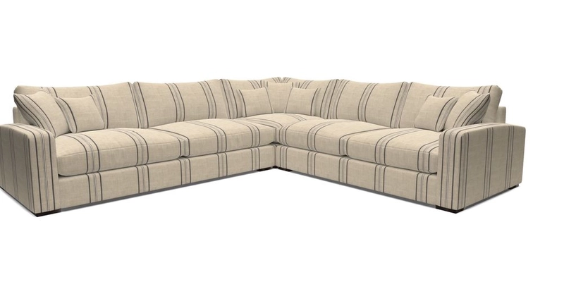 Stockbridge Corner Sofa LHF in V&A Threads of India Opulent Velvets Ikat Mirage Burnt Umber 