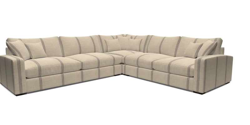 Stockbridge Corner Sofa LHF in V&A Threads of India Opulent Velvets Ikat Mirage Burnt Umber 