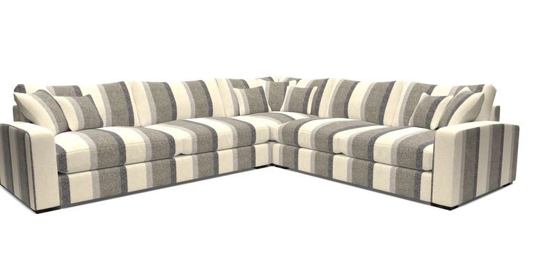 Stockbridge Corner Sofa LHF in V&A Threads of India Opulent Velvets Ikat Mirage Burnt Umber 