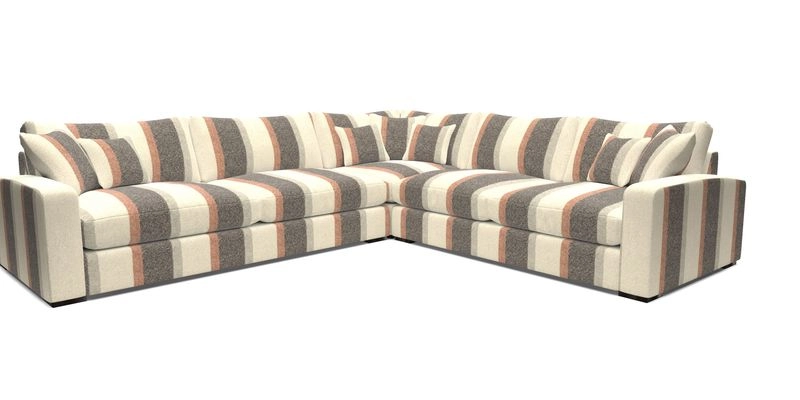 Stockbridge Corner Sofa LHF in V&A Threads of India Opulent Velvets Ikat Mirage Burnt Umber 