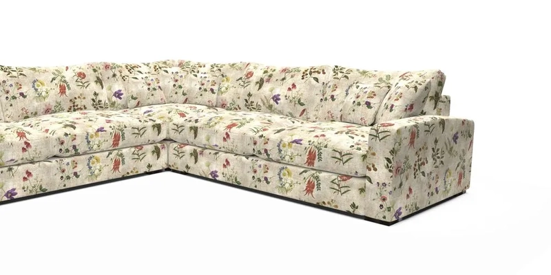 Stockbridge Corner Sofa LHF in V&A Threads of India Opulent Velvets Ikat Mirage Burnt Umber 