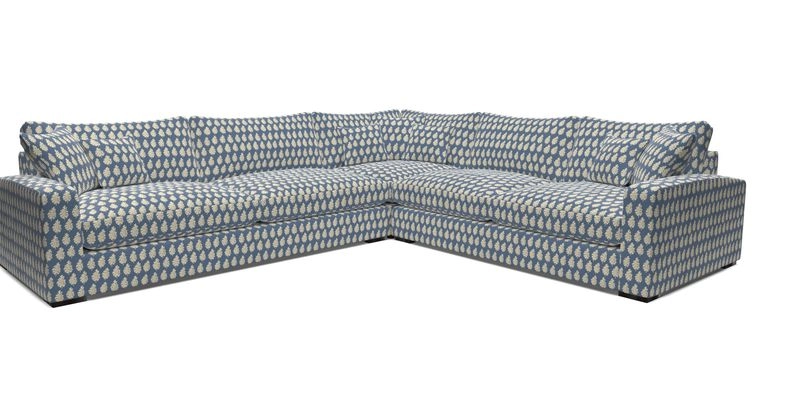 Stockbridge Corner Sofa LHF in V&A Threads of India Opulent Velvets Ikat Mirage Burnt Umber 