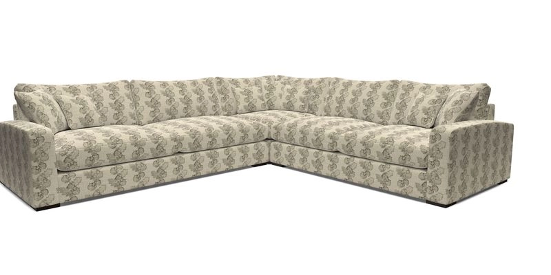 Stockbridge Corner Sofa LHF in V&A Threads of India Opulent Velvets Ikat Mirage Burnt Umber 