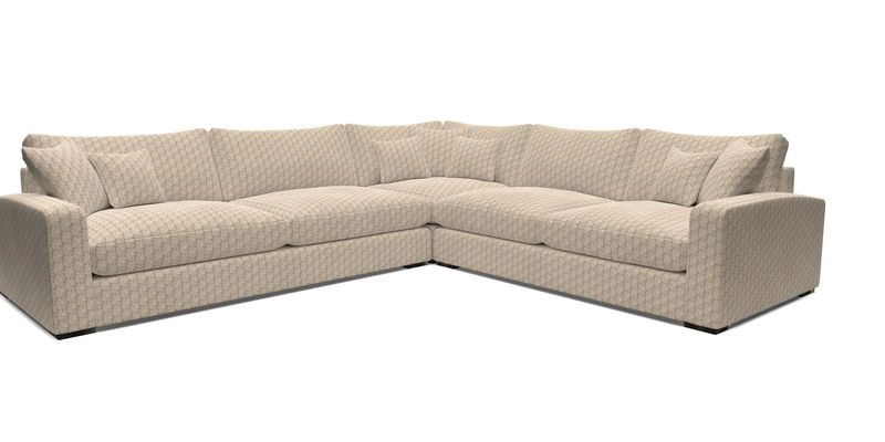 Stockbridge Corner Sofa LHF in V&A Threads of India Opulent Velvets Ikat Mirage Burnt Umber 