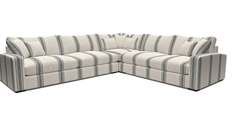 Stockbridge Corner Sofa LHF in V&A Threads of India Opulent Velvets Ikat Mirage Burnt Umber 