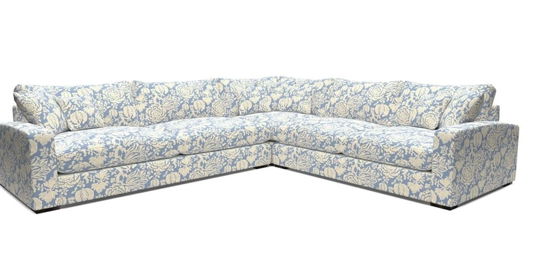 Stockbridge Corner Sofa LHF in V&A Threads of India Opulent Velvets Ikat Mirage Burnt Umber 