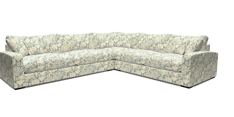 Stockbridge Corner Sofa LHF in V&A Threads of India Opulent Velvets Ikat Mirage Burnt Umber 