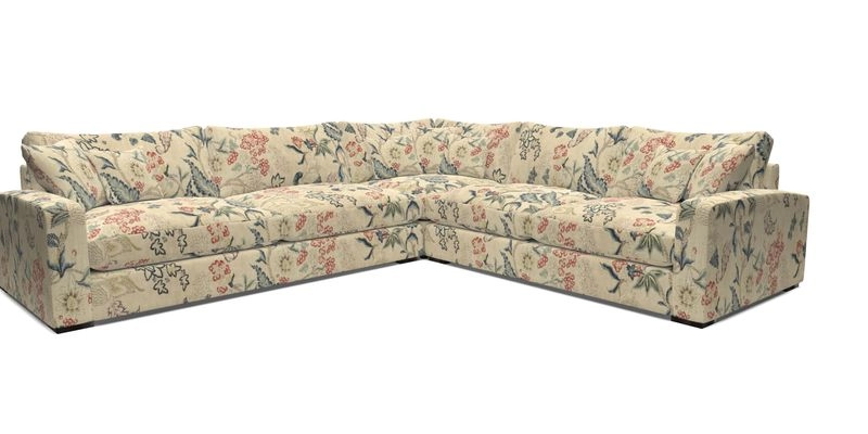 Stockbridge Corner Sofa LHF in V&A Threads of India Opulent Velvets Ikat Mirage Burnt Umber 