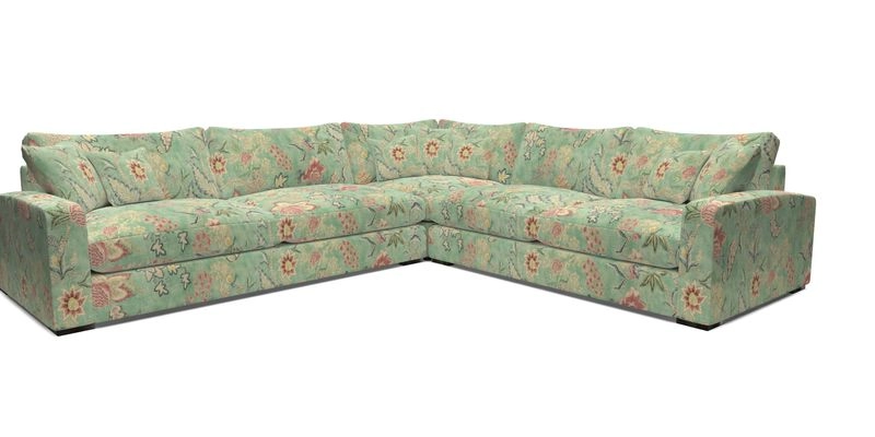 Stockbridge Corner Sofa LHF in V&A Threads of India Opulent Velvets Ikat Mirage Burnt Umber 