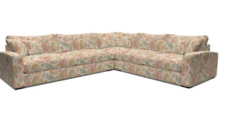 Stockbridge Corner Sofa LHF in V&A Threads of India Opulent Velvets Ikat Mirage Burnt Umber 