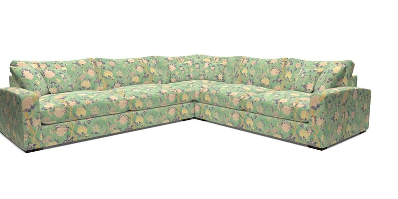 Stockbridge Corner Sofa LHF in V&A Threads of India Opulent Velvets Ikat Mirage Burnt Umber 