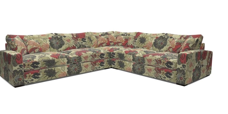 Stockbridge Corner Sofa LHF in V&A Threads of India Opulent Velvets Ikat Mirage Burnt Umber 