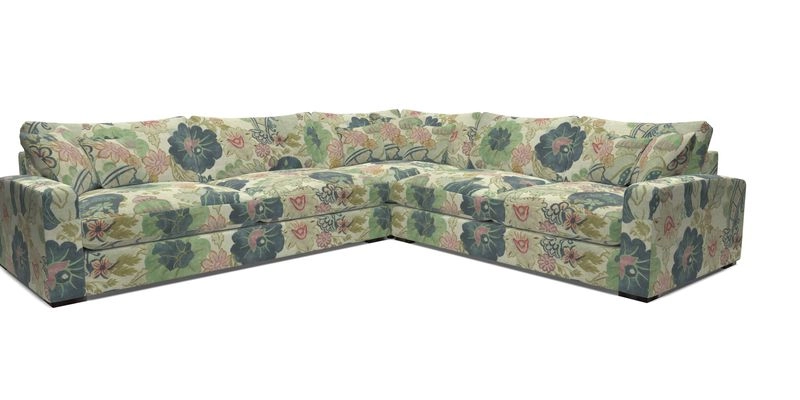 Stockbridge Corner Sofa LHF in V&A Threads of India Opulent Velvets Ikat Mirage Burnt Umber 