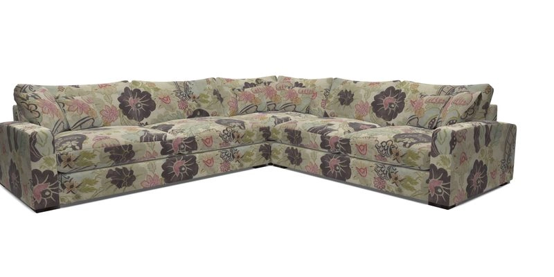 Stockbridge Corner Sofa LHF in V&A Threads of India Opulent Velvets Ikat Mirage Burnt Umber 